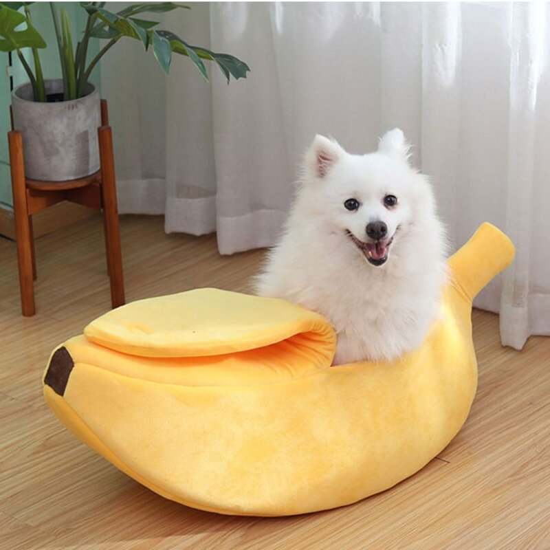 바나나 고양이 바나나침대 숨숨집 하우스 방석 쿠션 고양이집 강아지집, M, M