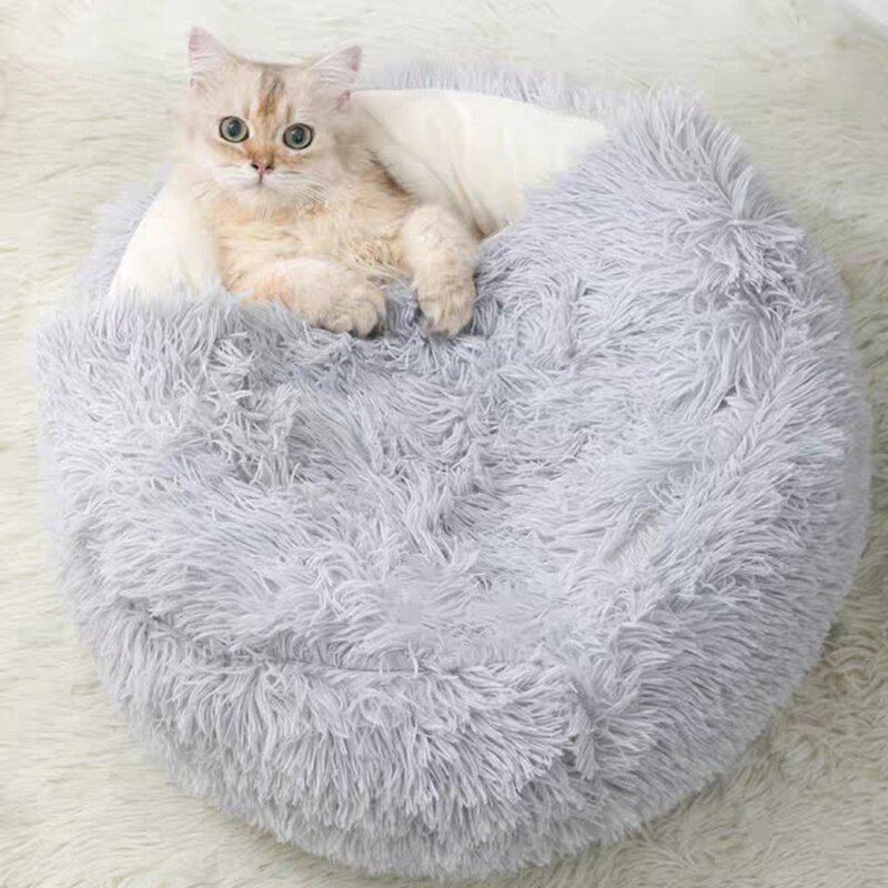 고양이집 개집 뽀글이 겨울 고양이 도톰한 보온집 매트 조개집 원형 깊은 수면 고양이집, 50CM (10kg 이내), 핑크, 1개