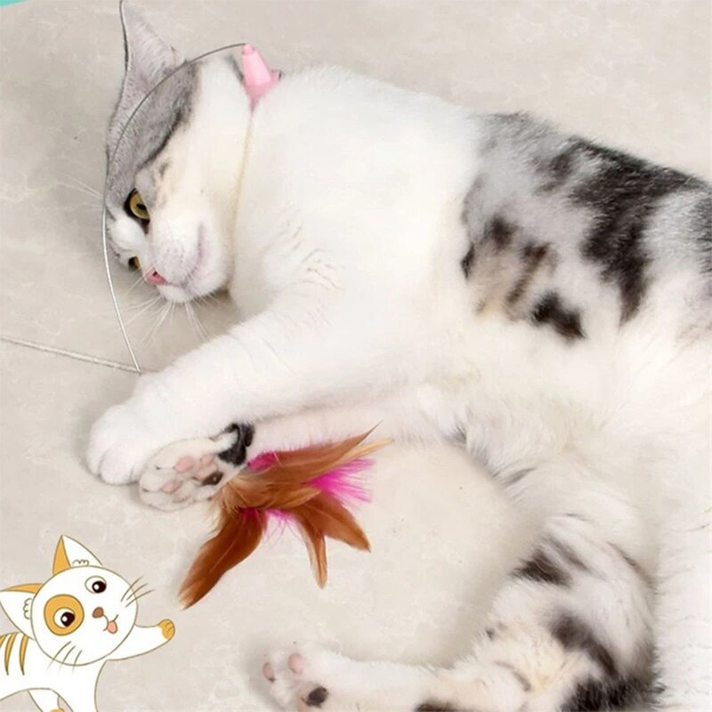 펫카소 고양이 셀프 사냥놀이 목줄 낚시대 장난감, 2개, 핑크