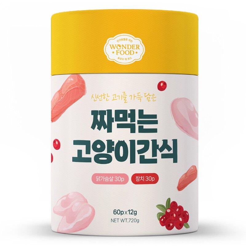 원더푸드 고양이 짜먹는 간식 닭가슴살 30p + 연어 30p 세트, 혼합맛(닭가슴살 / 연어), 720g, 1세트