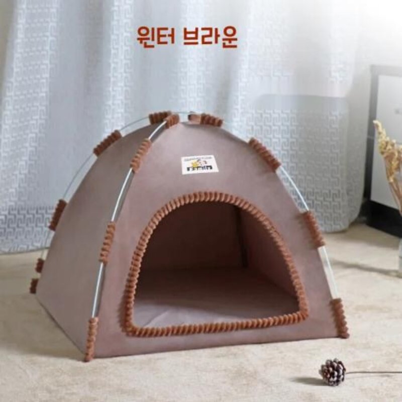 차밍펫 고양이 텐트 하우스 침대 접이식 애견텐트 쿠션 방석 포함, 그레이, 1개