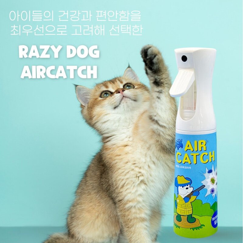 레이지독 에어캐치 펫(강아지 고양이) 가정용 무자극 살균 소독 탈취제 이산화염소 악취제거 무향, 1개, 300ml