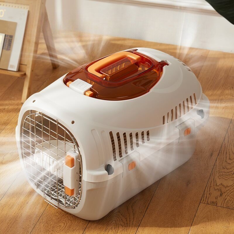 지에치 애완동물 반려견 이동장 고양이 하우스 컨넬, 그레이, 1개