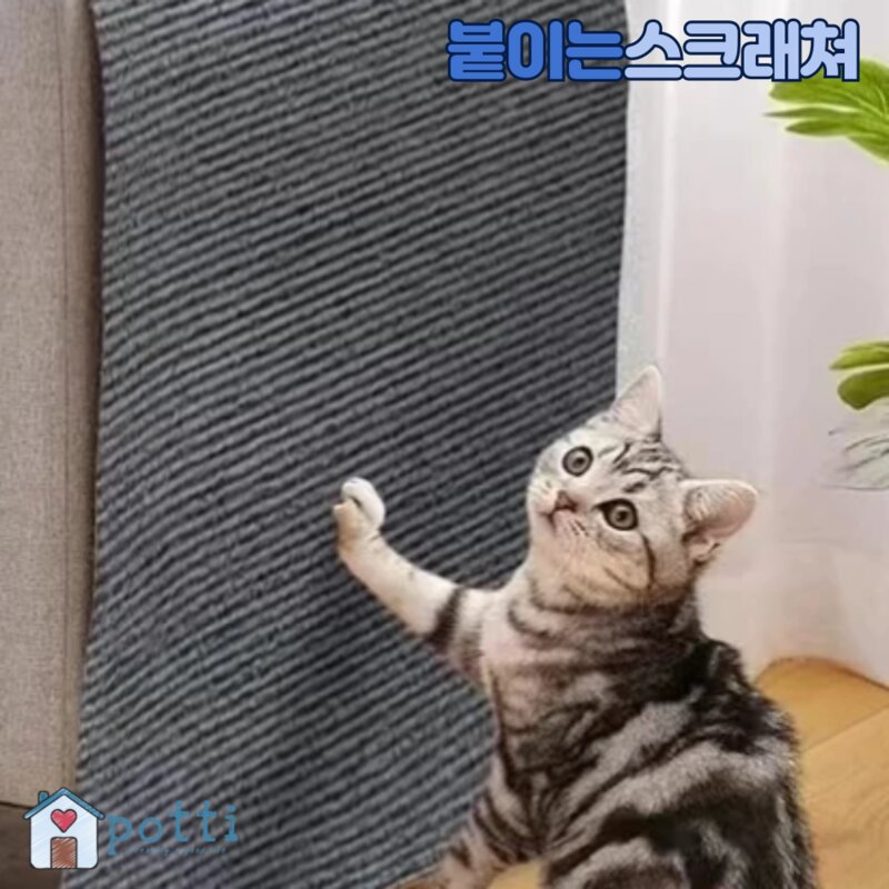 POTTI 고양이 스크래쳐 소파 벽부착형 카페트 매트, 1개, S다크그레이
