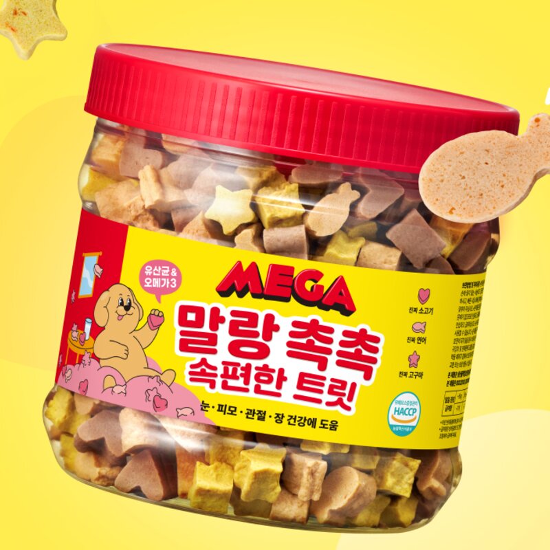 메가 강아지 말랑 촉촉 속편한 트릿, 혼합맛(소고기/연어/고구마), 400g, 1개