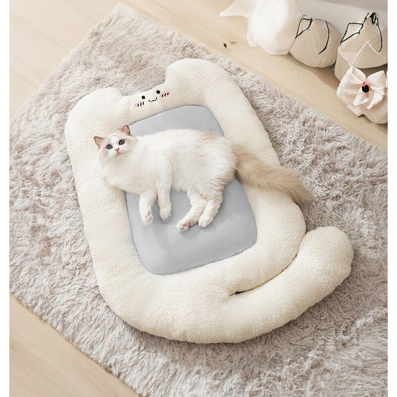 랜보어 반려동물 보송 냥이 쿠션, 그레이, 1개