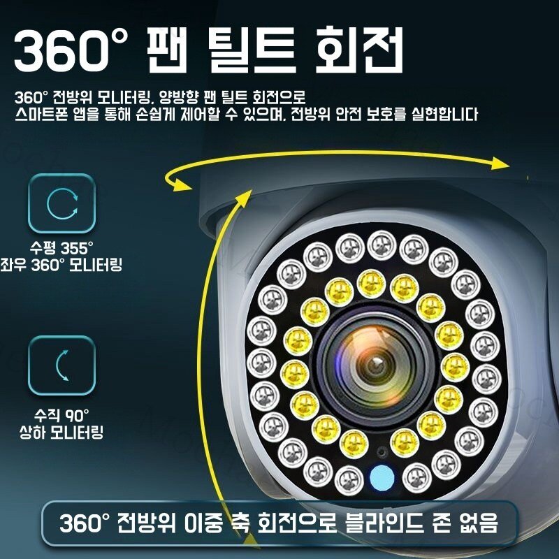 Mochae 360도 회전 WiFi 카메라 CCTV 고화질 실내외 방수 카메라, 5G 듀얼밴드 유로게이지, 1개