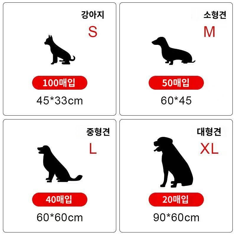 애완견 배변유도멍멍이 흡수매트 칸막이매트 토끼 냄새제거, 유도제 함유 :M사이즈45cmx60cm 50매입