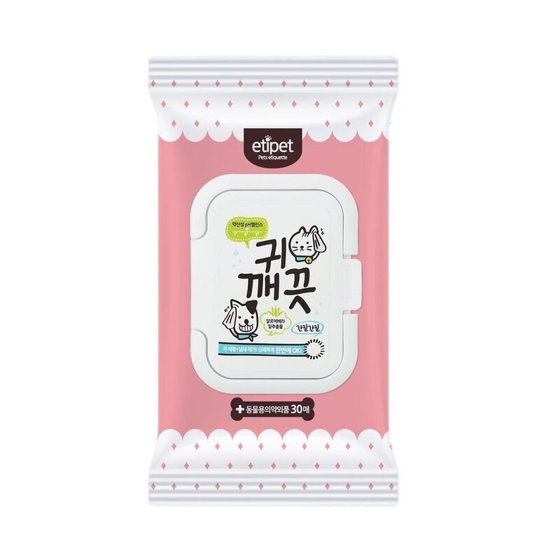 고양이 귀청소 패드 물티슈 이어클리너 귀티슈 귀지, 1개