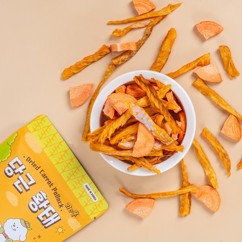 [리앤폴 당근황태] 노견 눈건강을 위한 무염 황태 수제간식 100% 천연, 1개, 15g, 당근이 스며든 황태와 동결건조 당근