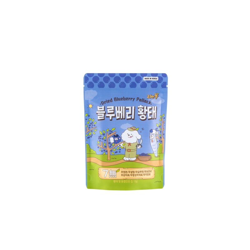 [리앤폴 블루베리황태] 강아지 황태 간식 무염 수제 100% 천연재료, 1개, 15g, 동결건조 블루베리 포함