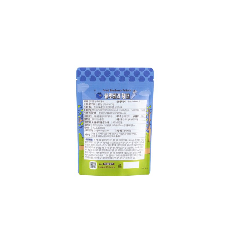 [리앤폴 블루베리황태] 강아지 황태 간식 무염 수제 100% 천연재료, 1개, 15g, 동결건조 블루베리 포함