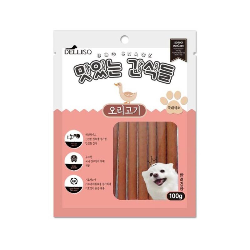 면역력 강화 도움 부드러운 오리 져키 100g 비글 대형견간식 반려견