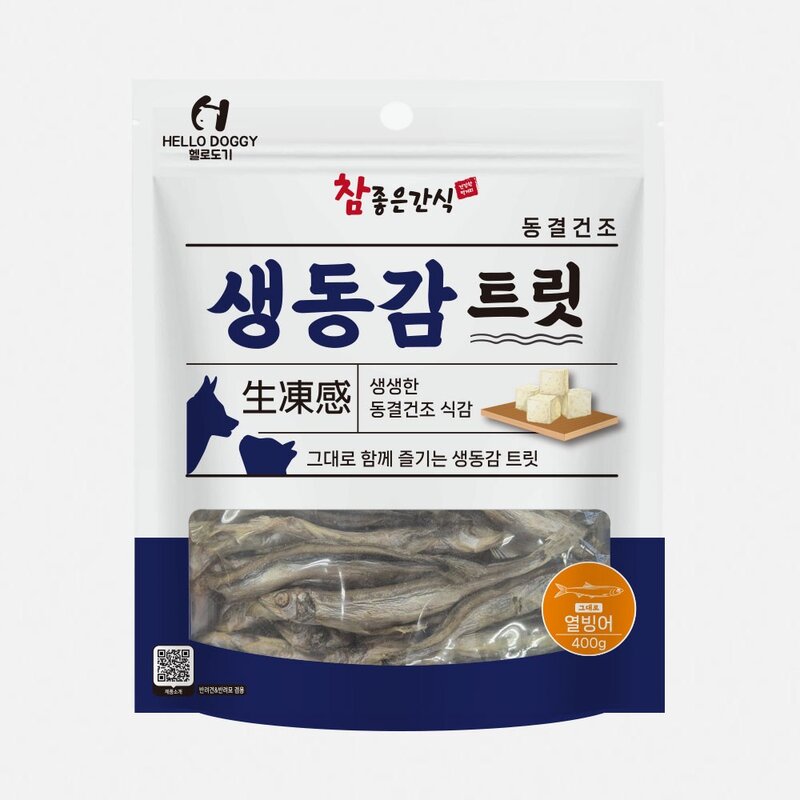 헬로도기 강아지열빙어 강아지동결건조간식 400g 생동감트릿 대용량, 단품, 단품