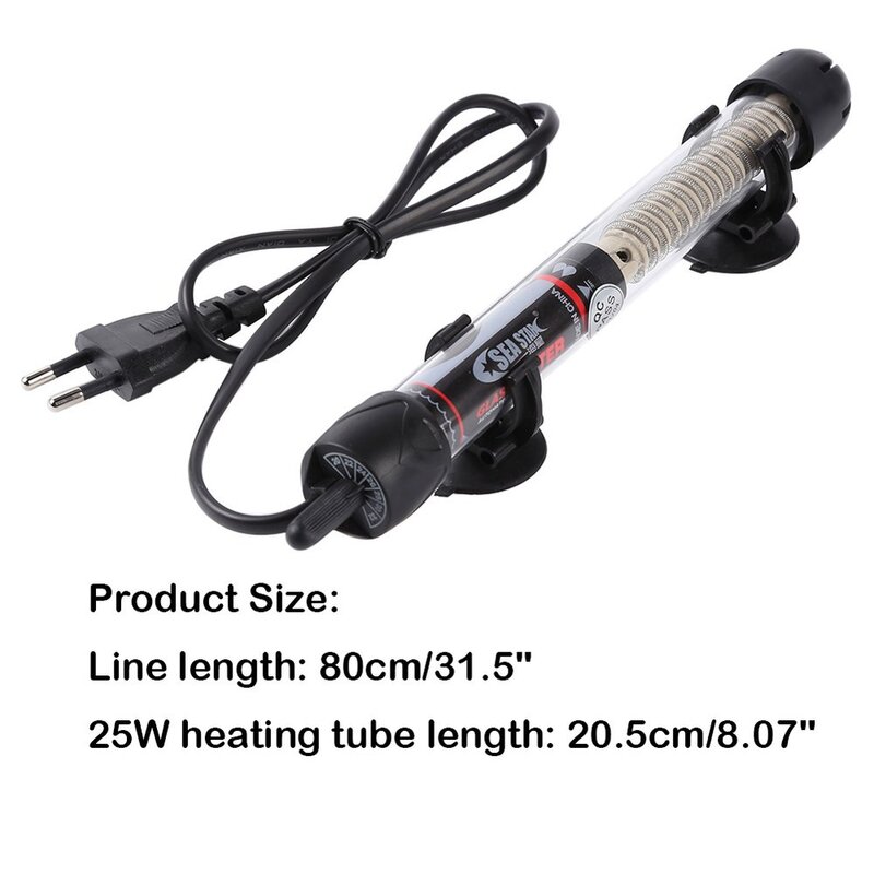 성질 막대 수조 25 잠수정 자동 전기 온수기 물 300W 조절 보일러 가열 히터 수족관, EU Plug, 25W