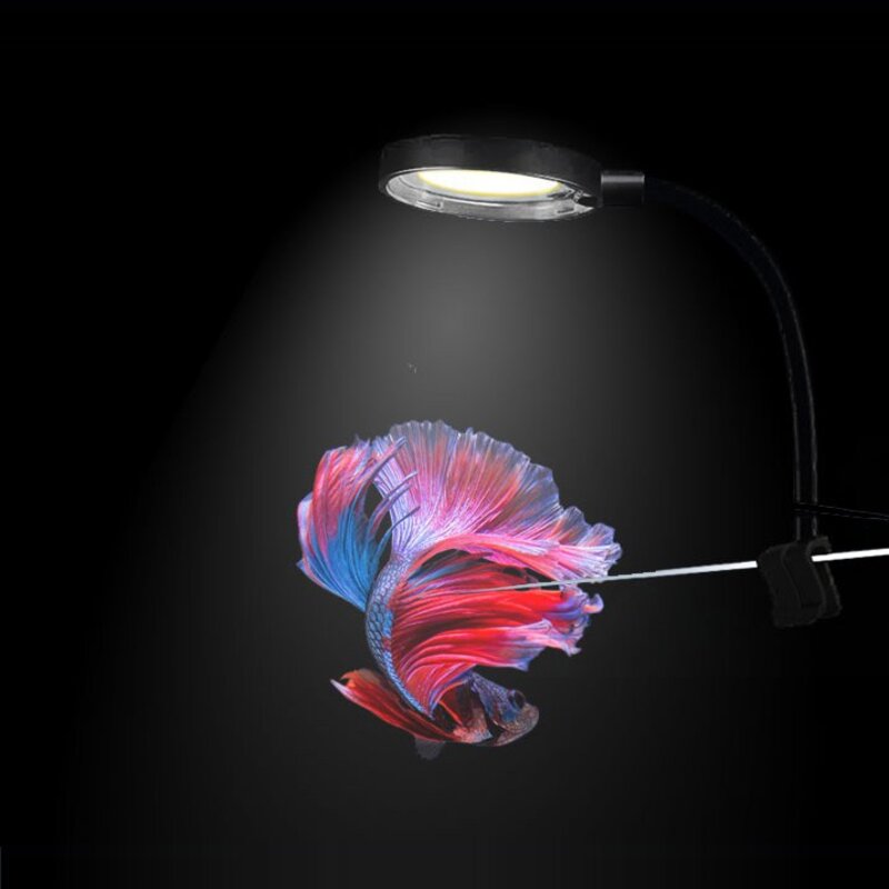 COB 미니 LED 어항 조명 식물등 수족관 수초 베타조명, 블랙 (어댑터포함), 1개