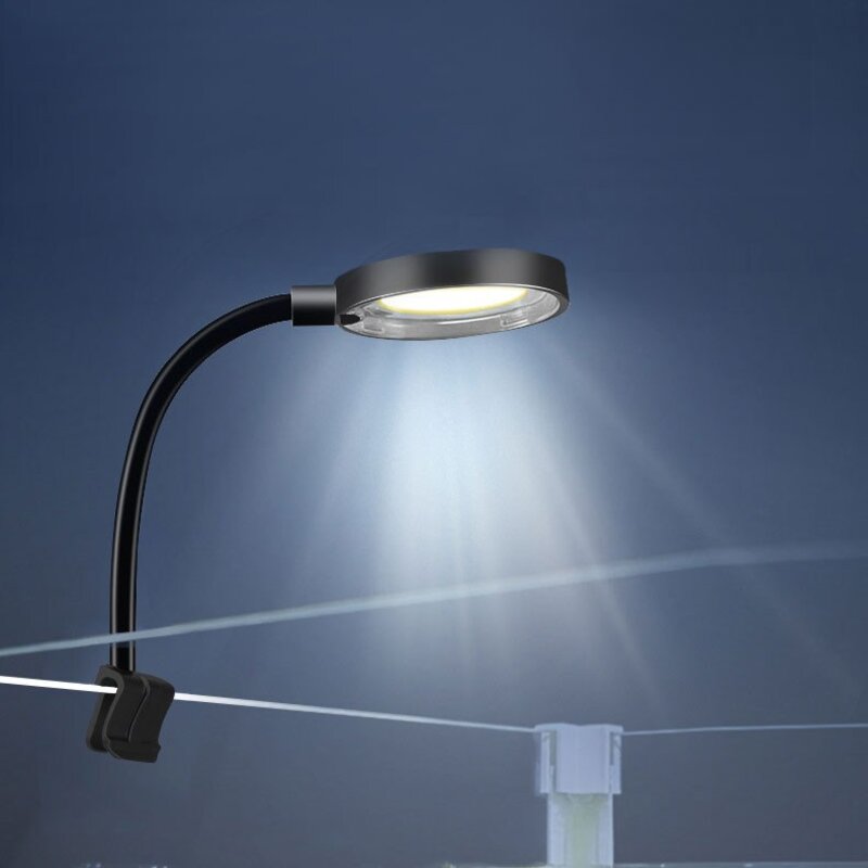 COB 미니 LED 어항 조명 식물등 수족관 수초 베타조명, 블랙 (어댑터포함), 1개