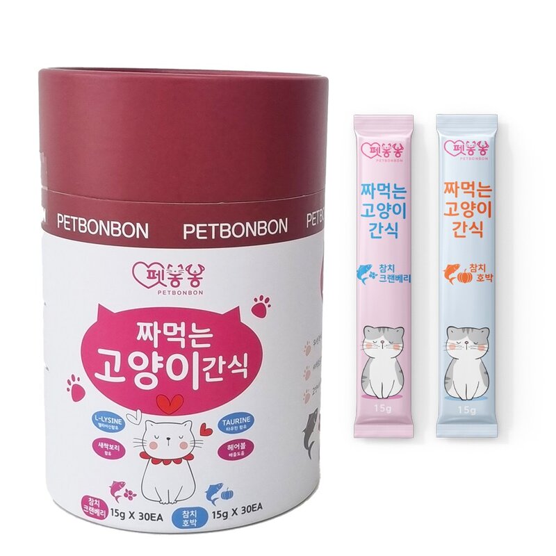 펫봉봉 짜먹는고양이간식 고양이스틱 대용량60p, 참치(30p) + 연어(30p), 15g, 1세트