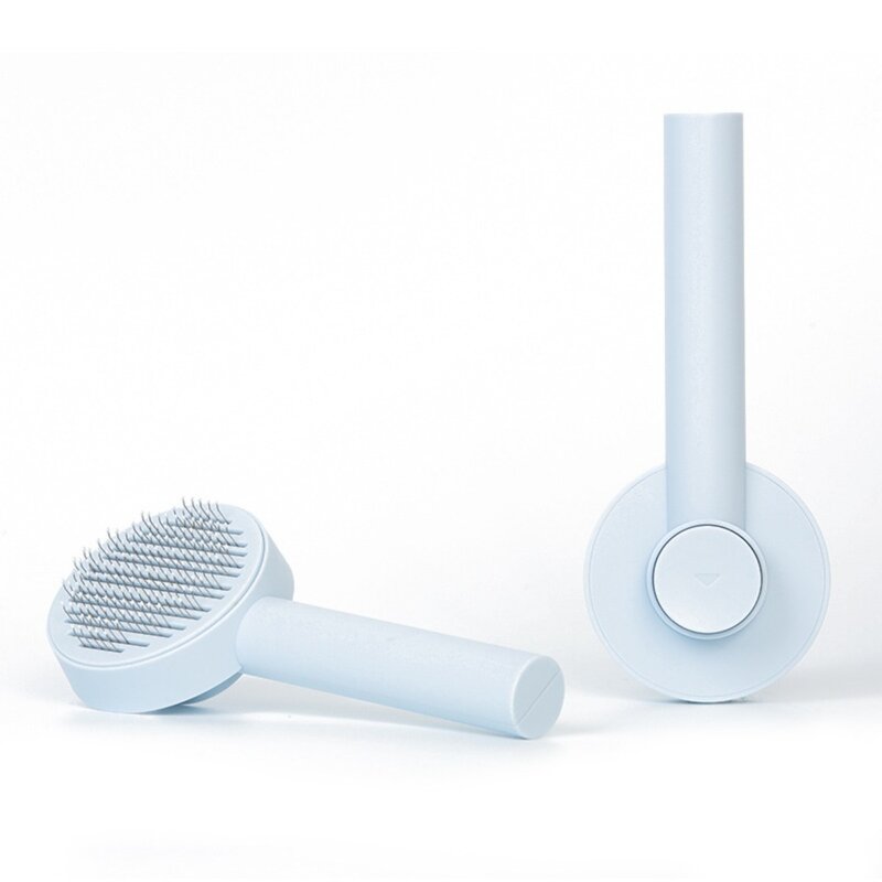 믹스MICS 반려동물 브러쉬 브러시 강아지빗 고양이빗 원터치 털정리 원버튼, 하늘색, 1개
