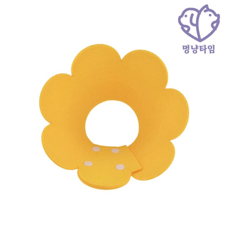 멍냥타임 플라워 소프트 넥카라 고양이 강아지 애견애묘 엘리자베스 케이프, 넥카라플라워옐로우L, 1개