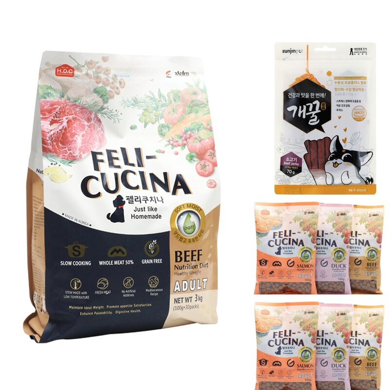 아스쿠 펠리쿠치나 반습식 소프트 사료 3kg, 소고기+600g 추가+개꿀70g, 1개