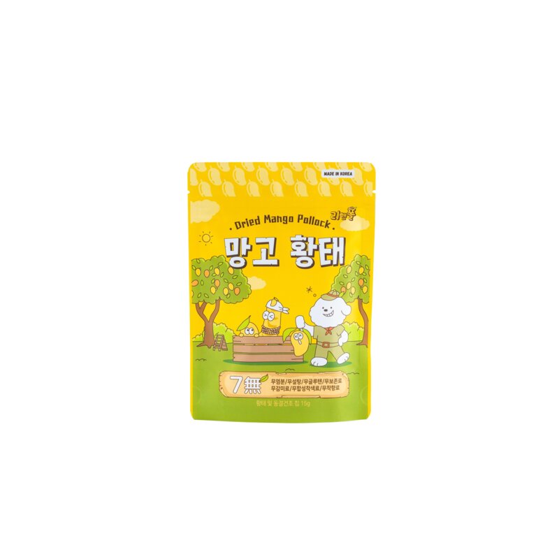 [리앤폴 망고황태] 무염 강아지 황태 간식 애견 동결건조 과일 수제간식, 15g, 1개, 망고가 깃든 황태와 동결건조 망고 칩