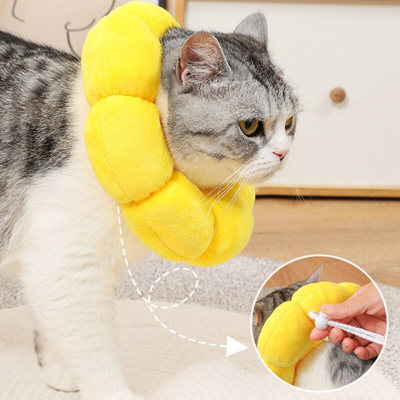 고양이를위한 엘리자베스 칼라 고양이 핥아 피는 증거 개 꽃 칼라 목 상처 보호기 개 부상 회복 칼라, M, 1개