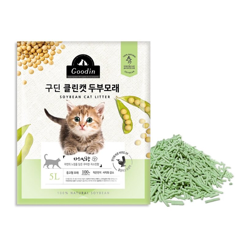 구딘 클린캣 응고형 고양이 두부모래 자스민향, 5L, 1개