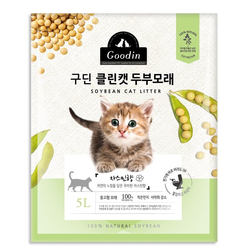 구딘 클린캣 응고형 고양이 두부모래 자스민향, 5L, 1개