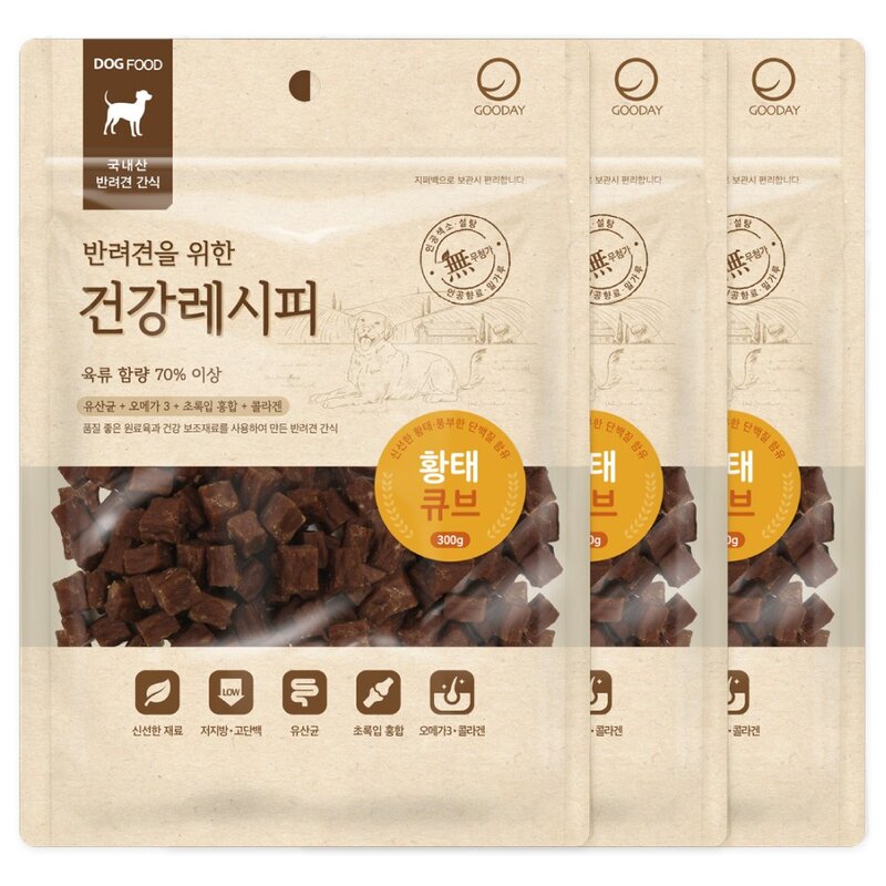 굿데이 건강레시피 큐브 강아지 간식 300g, 오리고기, 4개