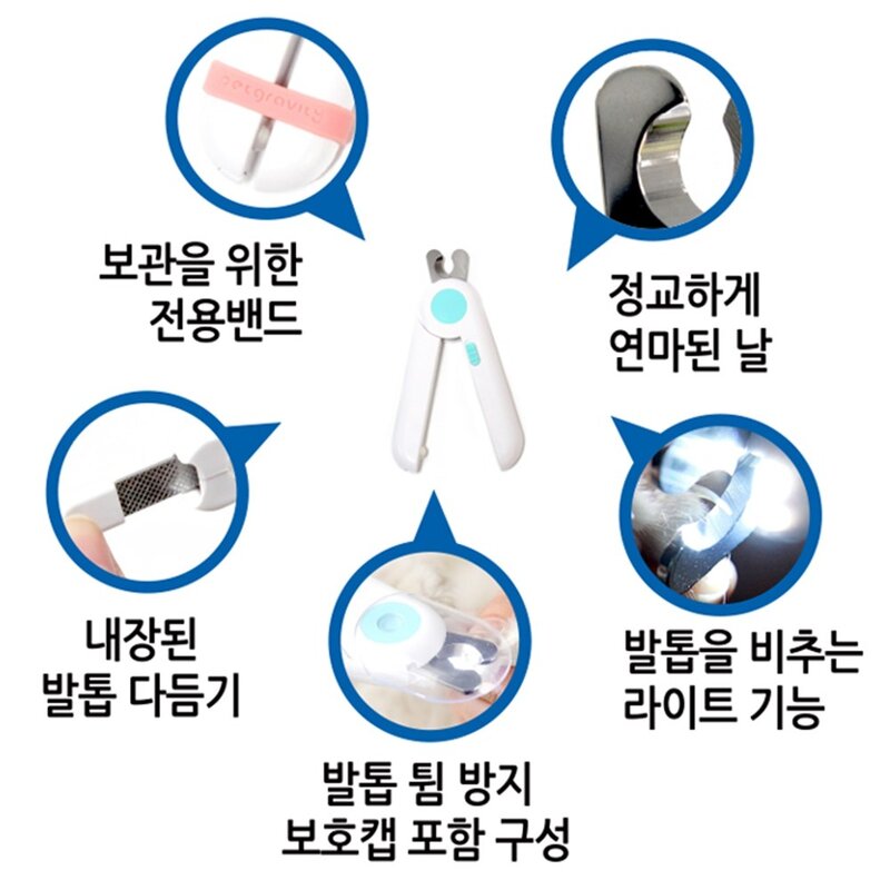 펫하이 LED 강아지 고양이 발톱깍기 혈관이 보여 안전한 발톱깍이, LED스카이민트, 1개