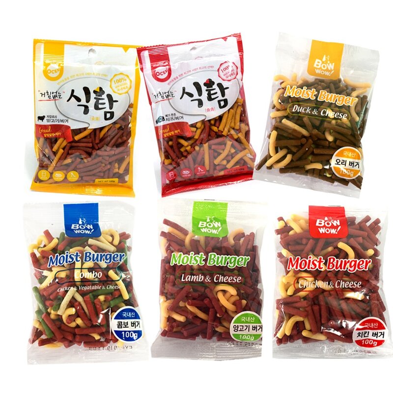강아지 노즈워크 훈련용 간식 식탐 바우와우 양고기 오리 치즈 콤보 치킨버거100g 바우와우 치킨버거1... 1개