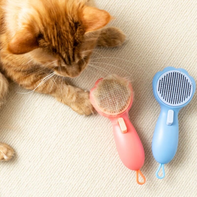 반려동물 강아지 고양이 죽은털제거 원터치 빗 브러쉬, 블루, 1개