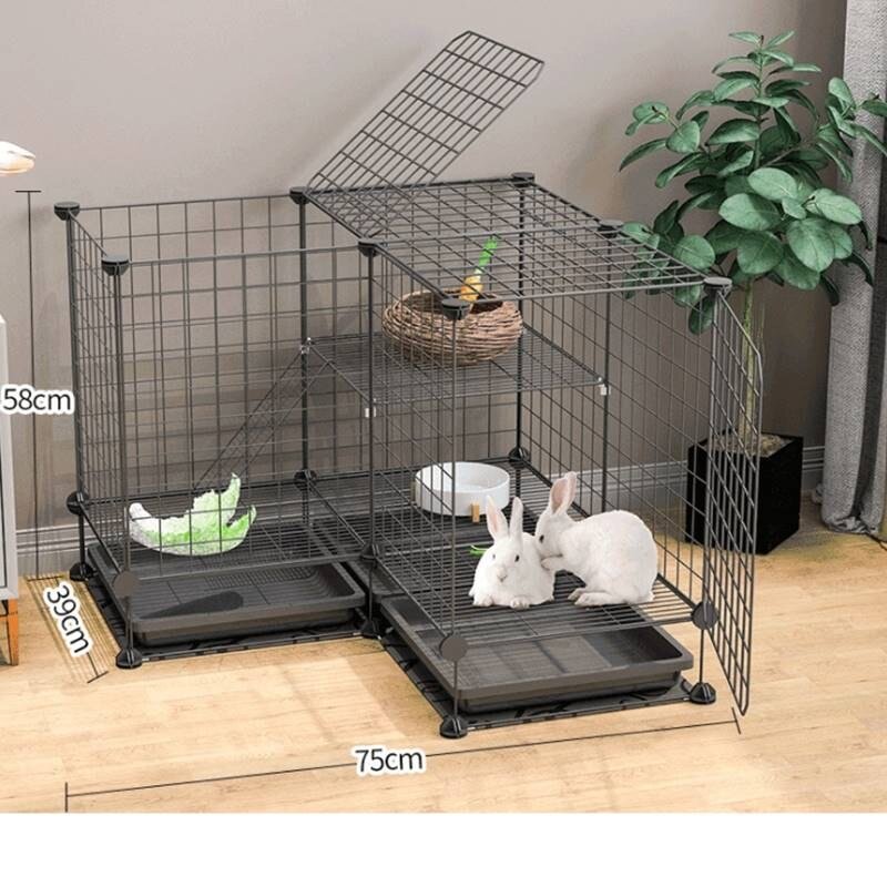 심비오시스 조립식 소형 강아지 고양이 철망 울타리 철장, 블랙, 1개