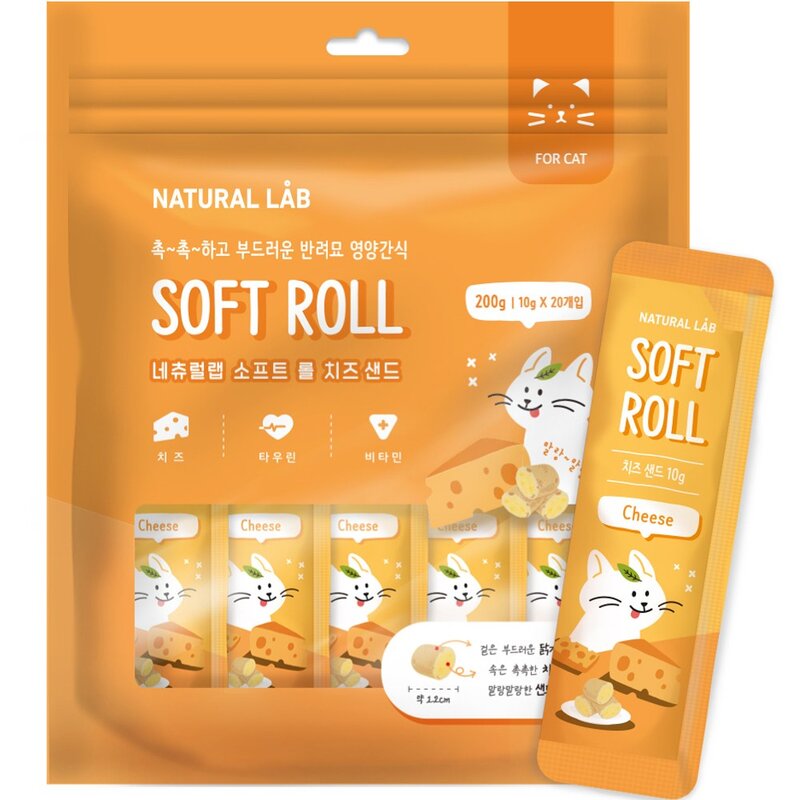 내츄럴랩 소프트 롤 강아지 간식, 호박 샌드, 200g, 1개