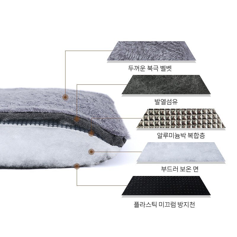 강아지 발열매트 보온매트 고양이 겨울 방석 반려동물 자열매트 미끄럼방지 대형 두툼 매트 보온 구조