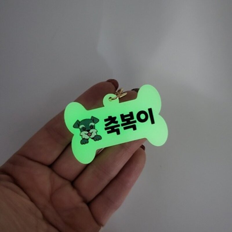 강아지 반려동물 얼굴 네임택 이름표 야광인식표, 1개