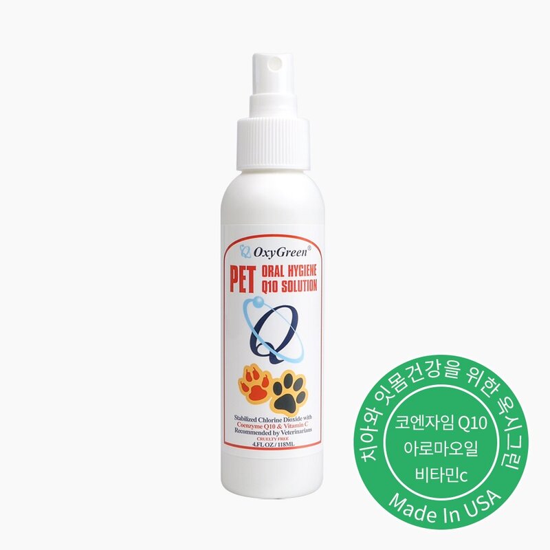 옥시그린 펫 구강 솔루션 강아지 고양이 뿌리는 치약 입냄새제거 치석제거 코큐텐함유 Made in USA, 118ml, 1개