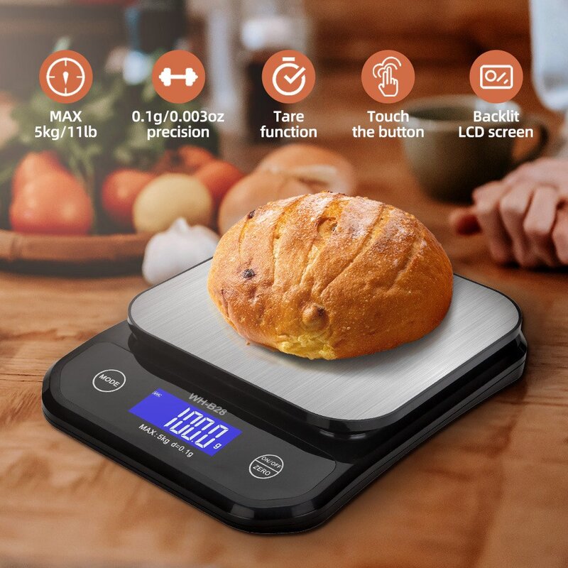 ELSECHO 디지털 주방저울 휴대용 방수형 가정용 전자 저울 고정밀도 저울 7kg/1g 5kg/1g 3kg/0.1g