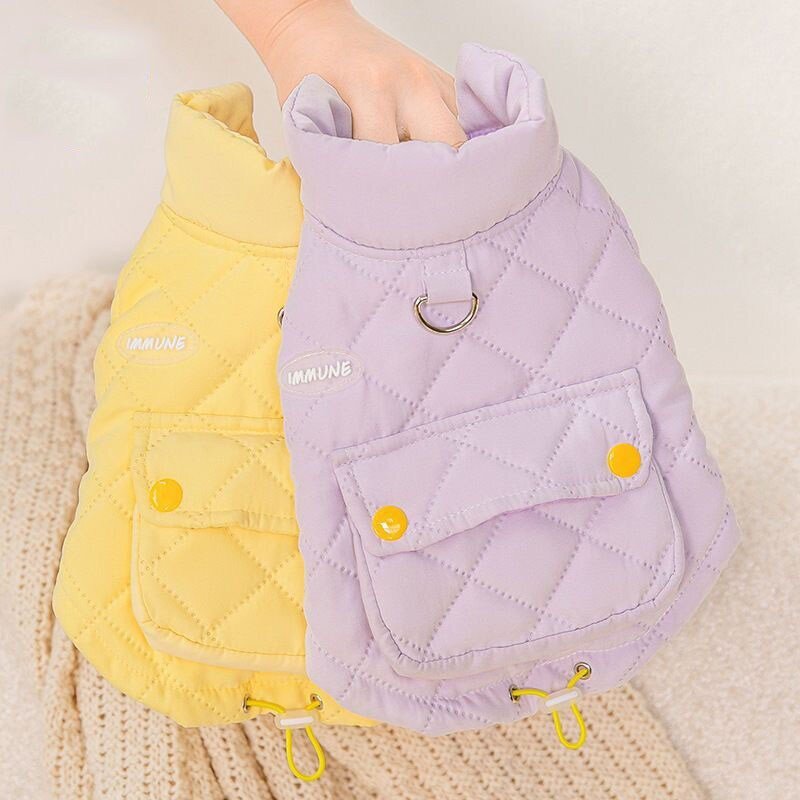 강아지패딩 보라색 XS 2color 경량 겨울 올인원 깔깔이, XS (1-3kg)