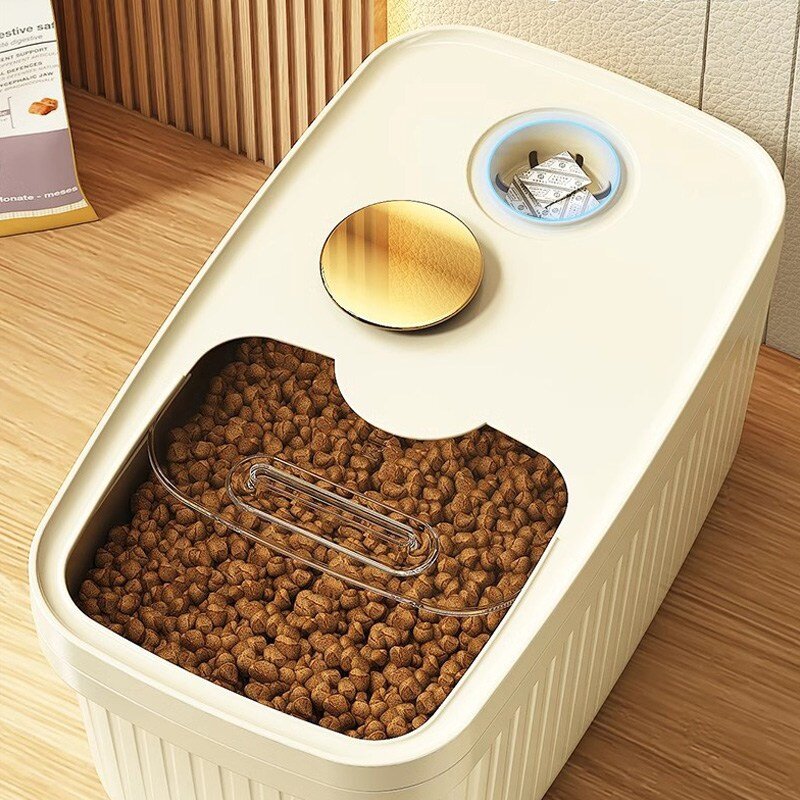 파스텔펫 반려동물 슬라이드 도어 사료보관통 M, 아이보리, 1개