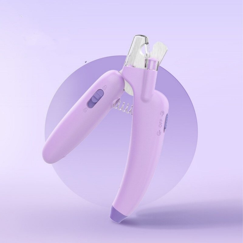 XIHAMA 고양이 발톱깎이 Led / 자색광 조명 강아지 반려동물 겸용 안전 발톱깎이, 퍼플, 1개