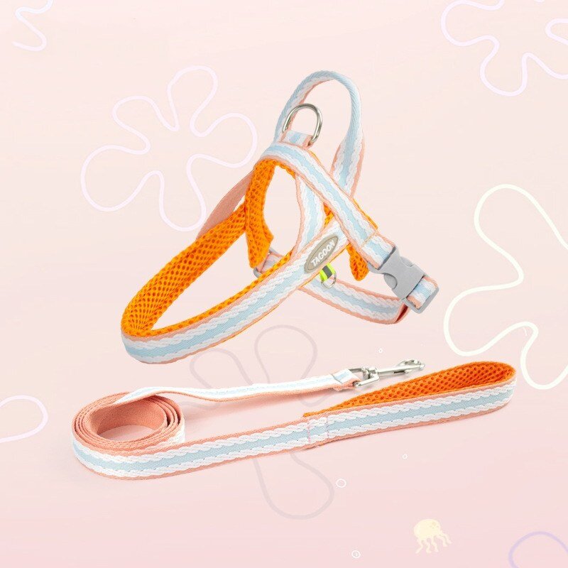 NY STYLE 하네스 + 리드줄 세트, M, 오렌지, 1개