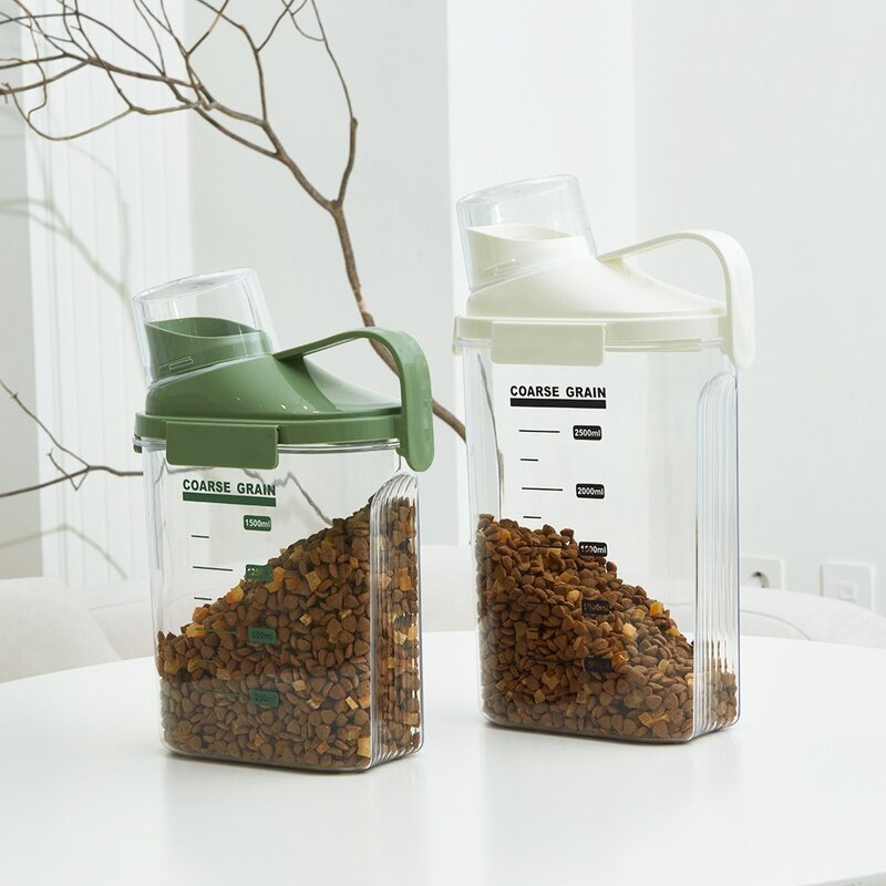 클라우더 강아지 애견 고양이 진공 사료통 손잡이형 아이보리 2000ml, 2L, 그린, 1개