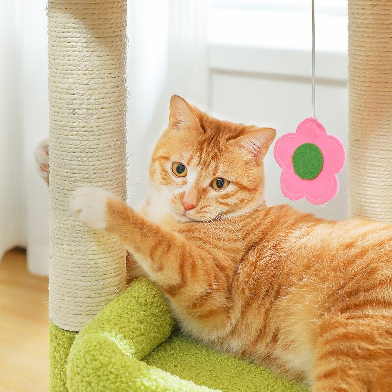 PAWZ Road 3단 소형 캣타워 고양이 하우스 낮은 플랫폼 숨숨집 기둥형 스크래쳐 패브릭 68cm 핑크 1개