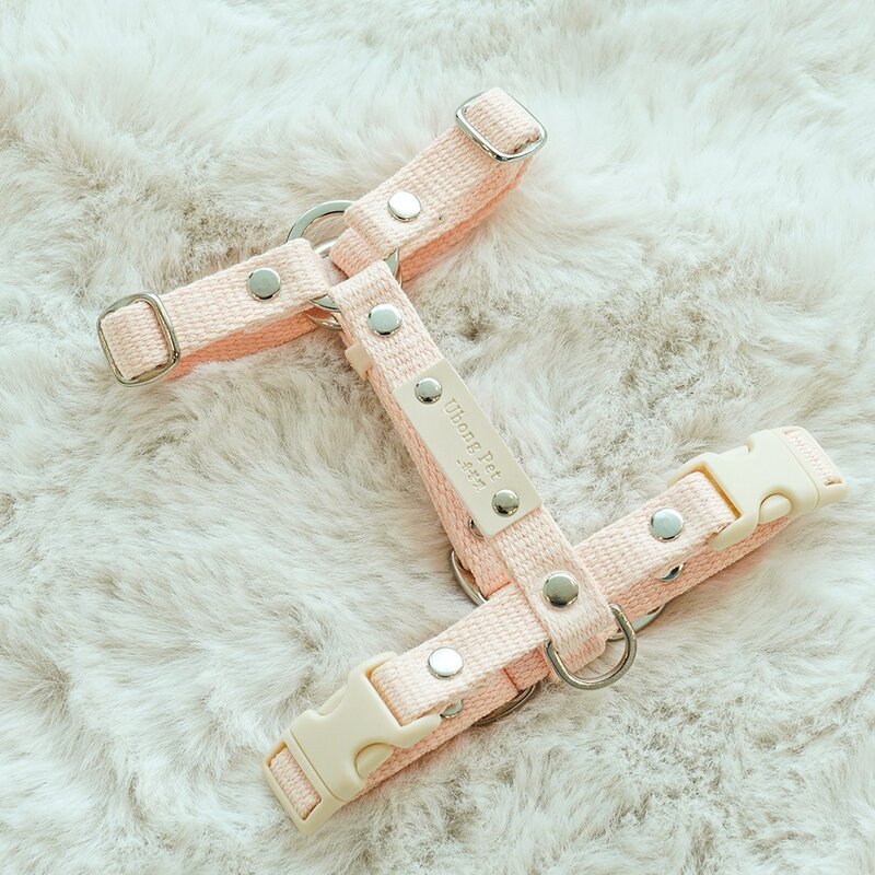 H형 고양이 전용 하네스 인식표 가슴줄 버클타입 S 버클타입 살구 1개